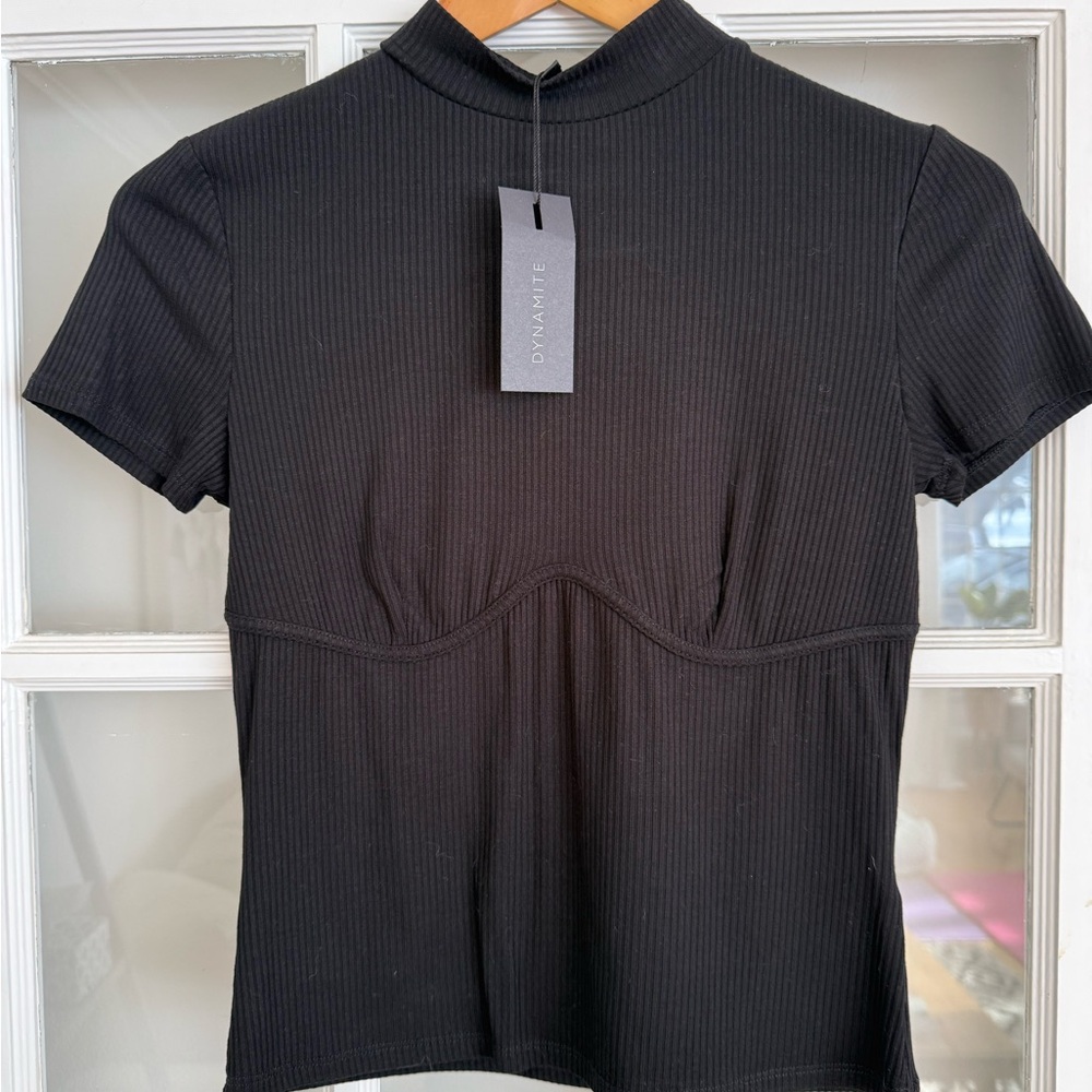 Dynamite Black Ribbed Bustier Top